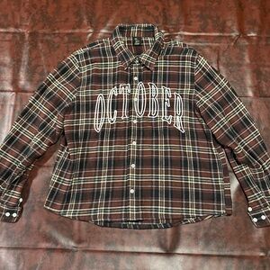 OVO Brown Flannel Button Up Men’s Size XL Cropped (See Photos For Sizing)